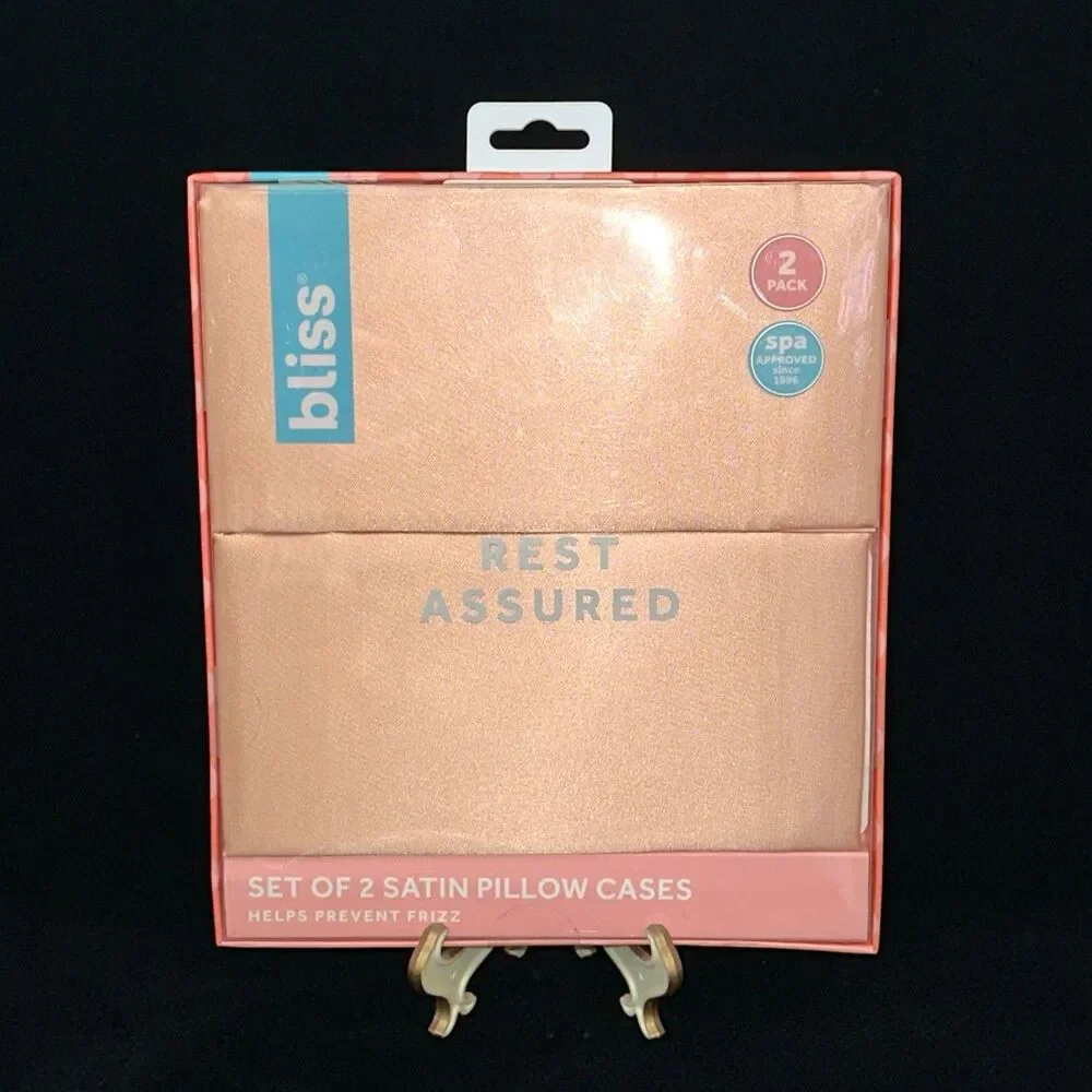 Bliss Rest Assured Set of 2 (Pair) Satin Pillow Cases CORAL/PEACH *NEW